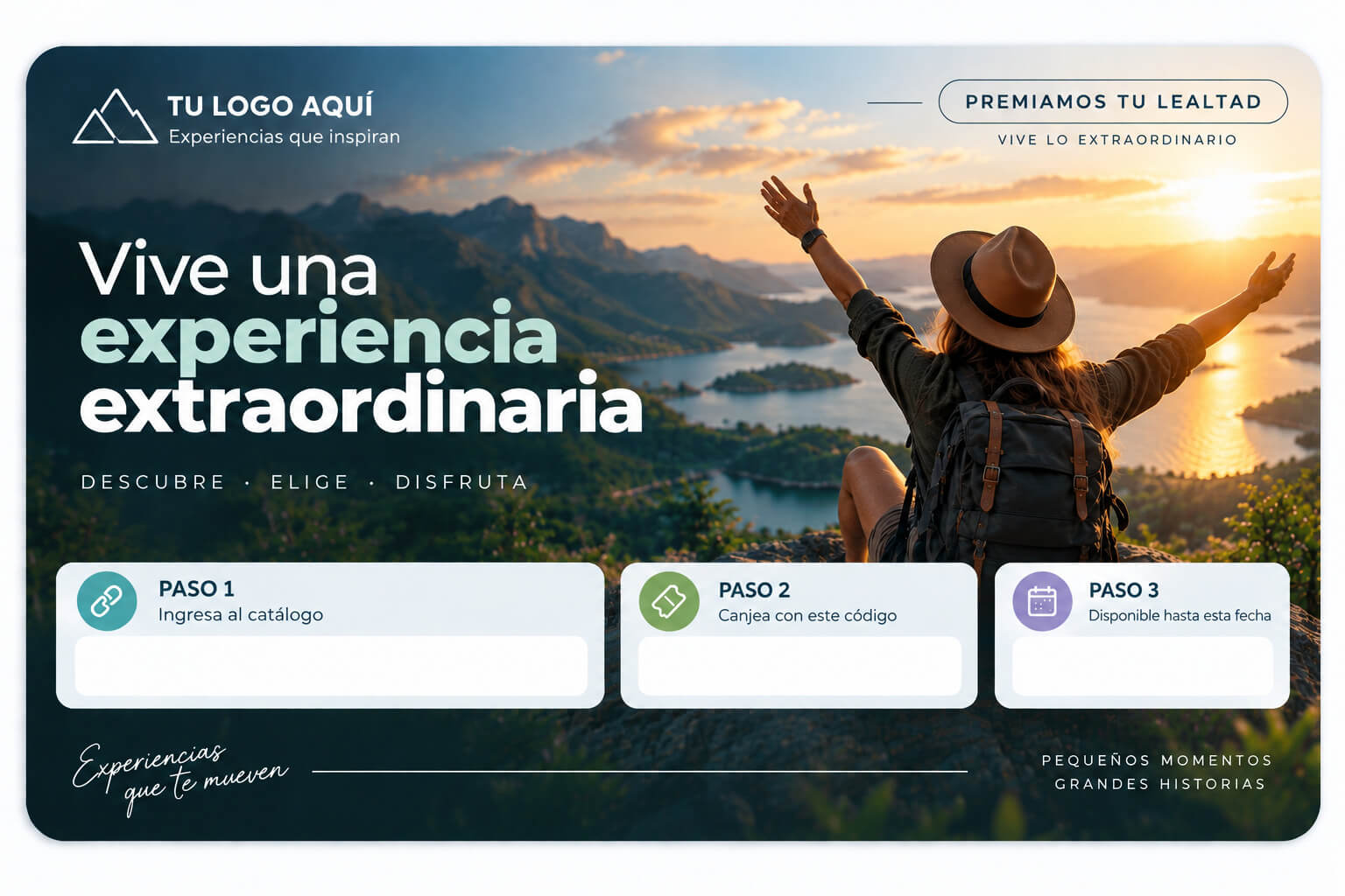 Tarjeta de regalo con una experiencia de viaje